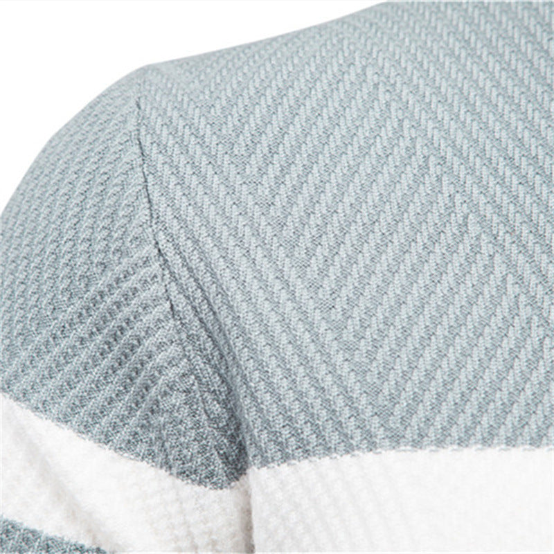 Herren O-Ausschnitt Patchwork Langarm Warm Slim Casual Fashion Pullover | 207