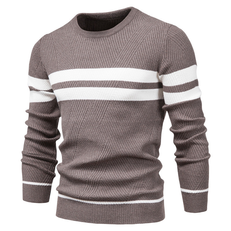 Herren O-Ausschnitt Patchwork Langarm Warm Slim Casual Fashion Pullover | 207
