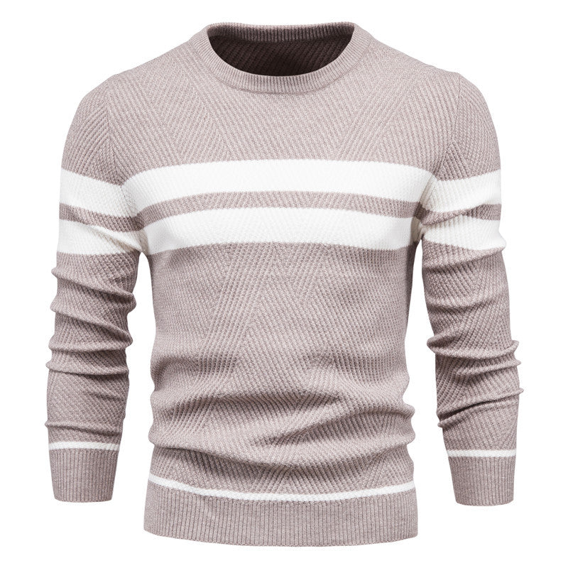 Herren O-Ausschnitt Patchwork Langarm Warm Slim Casual Fashion Pullover | 207