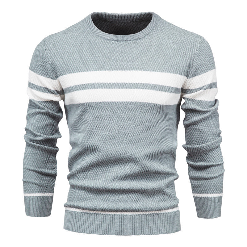 Herren O-Ausschnitt Patchwork Langarm Warm Slim Casual Fashion Pullover | 207
