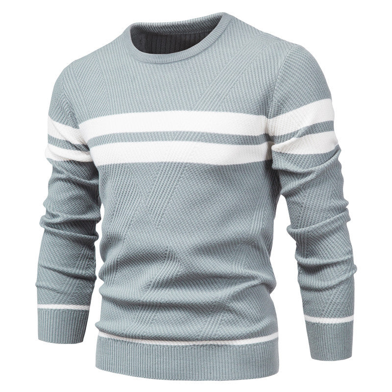 Herren O-Ausschnitt Patchwork Langarm Warm Slim Casual Fashion Pullover | 207