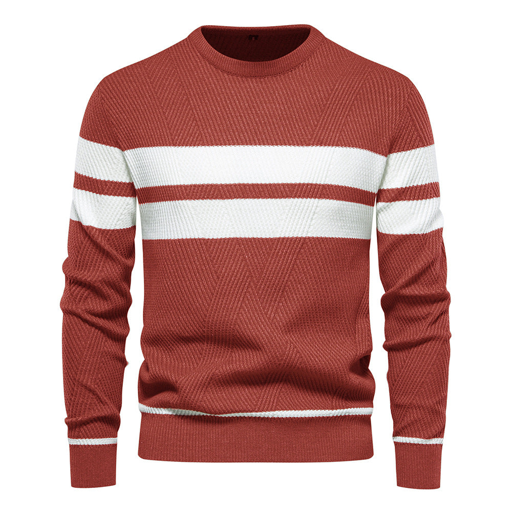 Herren O-Ausschnitt Patchwork Langarm Warm Slim Casual Fashion Pullover | 207