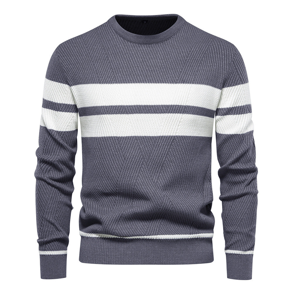 Herren O-Ausschnitt Patchwork Langarm Warm Slim Casual Fashion Pullover | 207