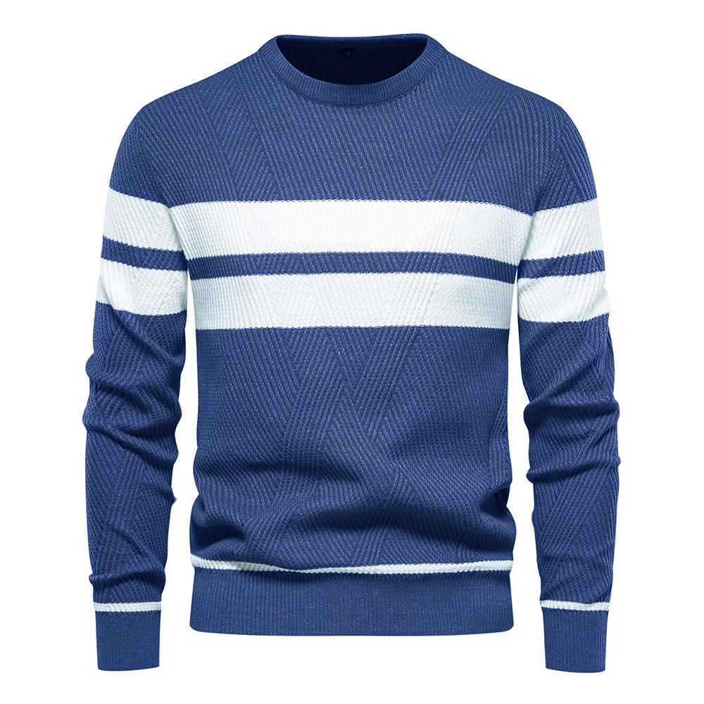 Herren O-Ausschnitt Patchwork Langarm Warm Slim Casual Fashion Pullover | 207