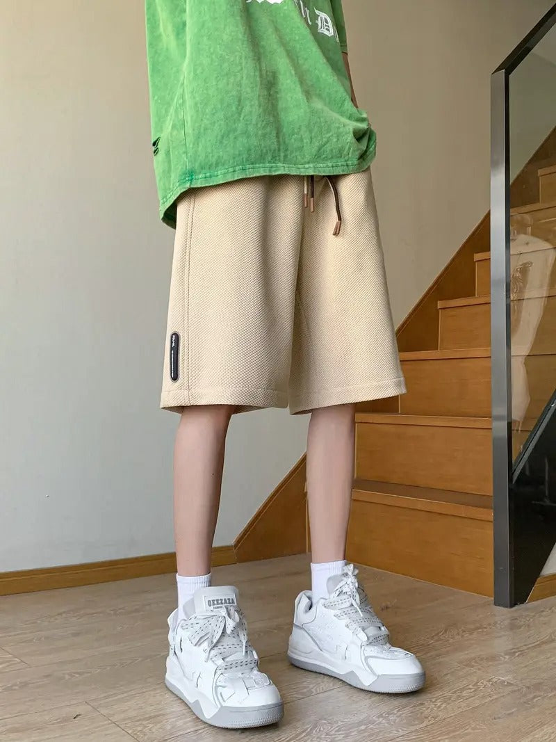 Leichte Lounge-Shorts aus Waffelstrick für Herren – Locker sitzende, schnelltrocknende Sportshorts mit Kordelzug in der Taille für den Sommer | DK34