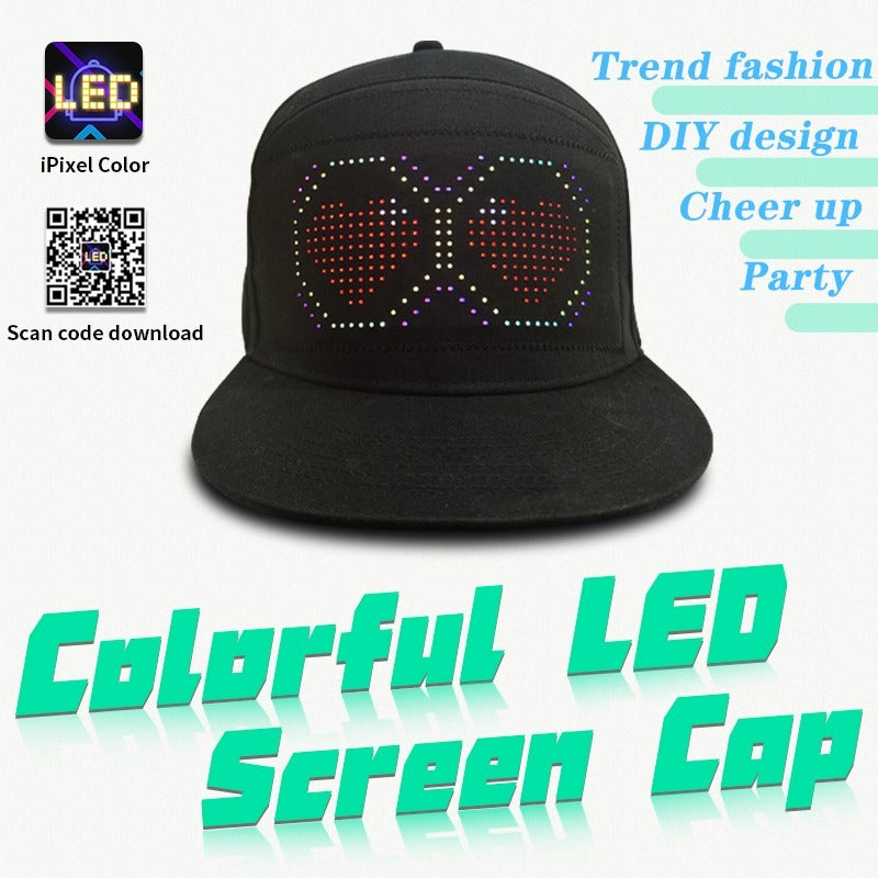 App-gesteuerte LED-Kappe Bluetooth Vollfarbdisplay Nachricht Wiederaufladbarer Hut Cooles Partykostüm | HMZ-005