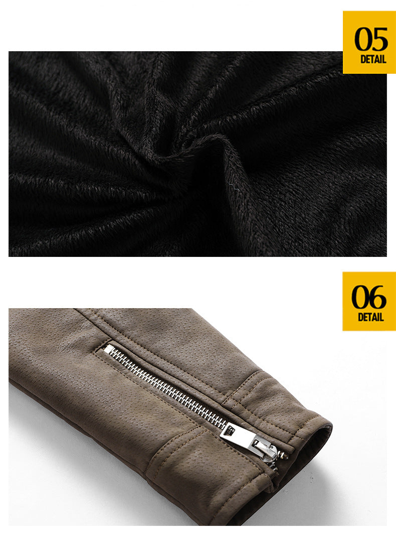 Herren PU-Lederjacke Gepolstertes Revers Schräges Revers Reißverschluss Koreanischer Stehkragen Jacke Blazer | KH-138