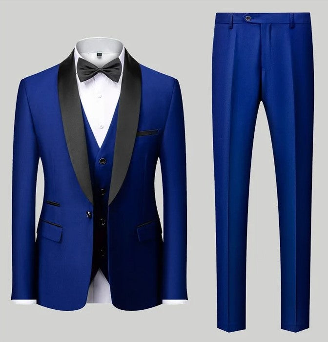 3-teiliger Herrenanzug, Smart Fit, formelles Business-Hochzeits-Smoking-Set, Blazer, Weste und Hose | Erhältlich in 11 Farben