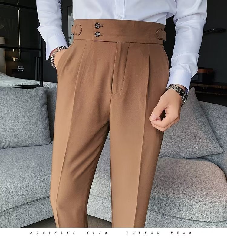 Stilvolle Business-Anzughose mit Plissee, trendige Mode, hohe Taille, lässig, schmale Passform, Vintage-Bleistifthose, Büro-Anzughose | F01