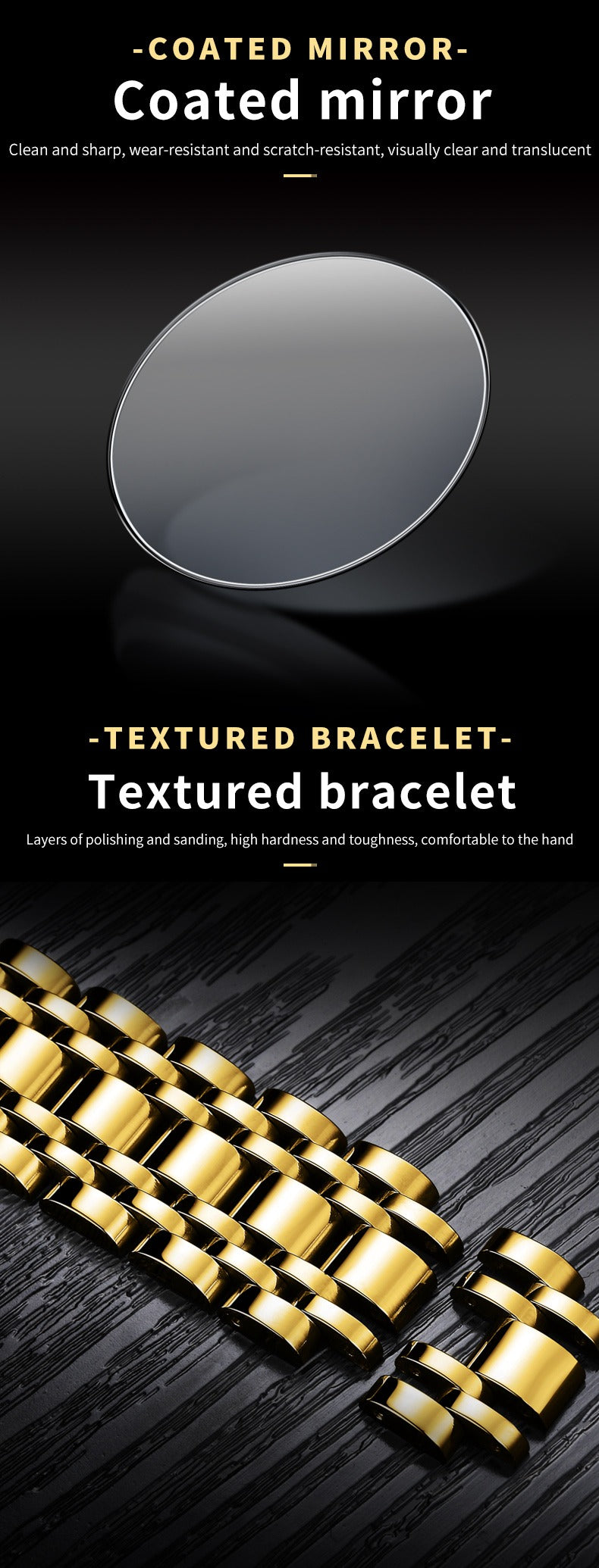 Luxuriöse Edelstahl-Quarzuhr für Herren, hochwertige Freizeit- und Business-Armbanduhr in Gold | 5513