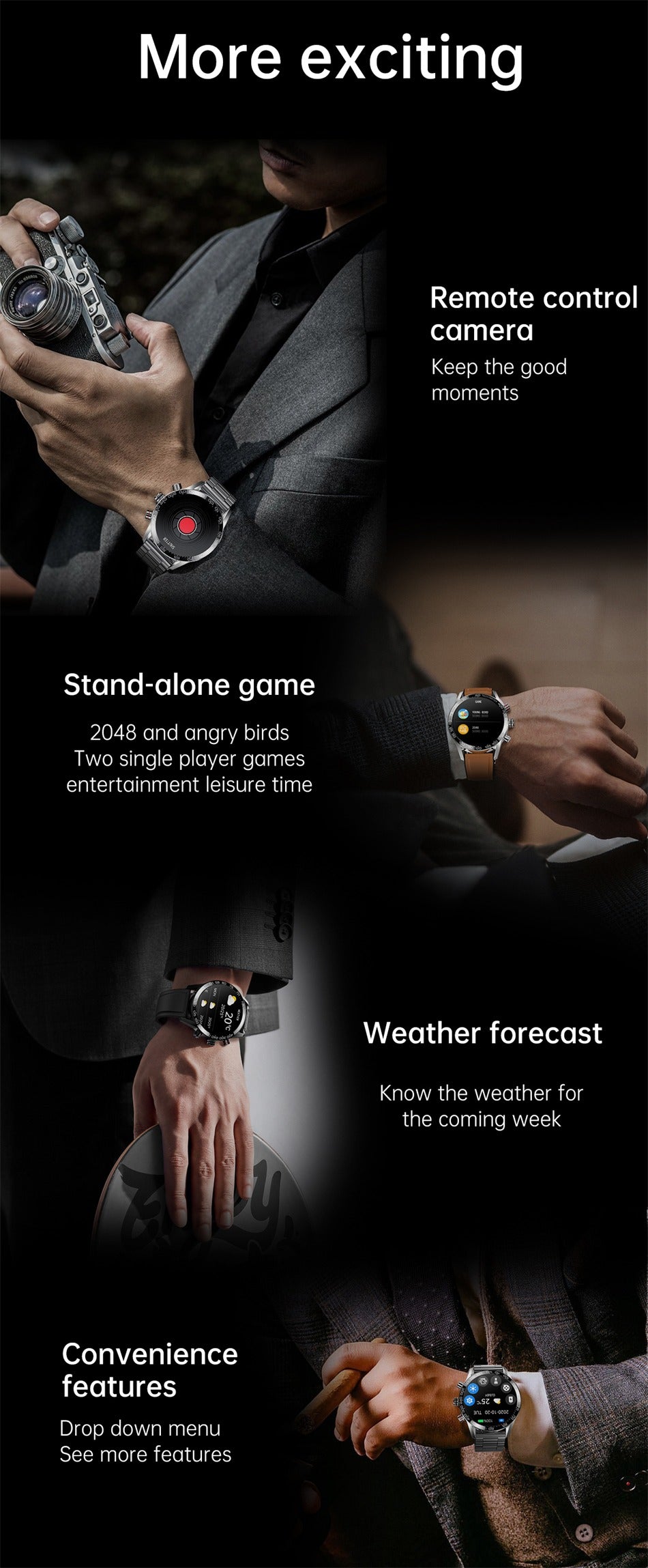 Herren-Smartwatch mit AMOLED-HD-Bildschirm und Bluetooth-Anruffunktion | BW0408