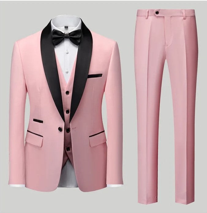 3-teiliger Herrenanzug, Smart Fit, formelles Business-Hochzeits-Smoking-Set, Blazer, Weste und Hose | Erhältlich in 11 Farben