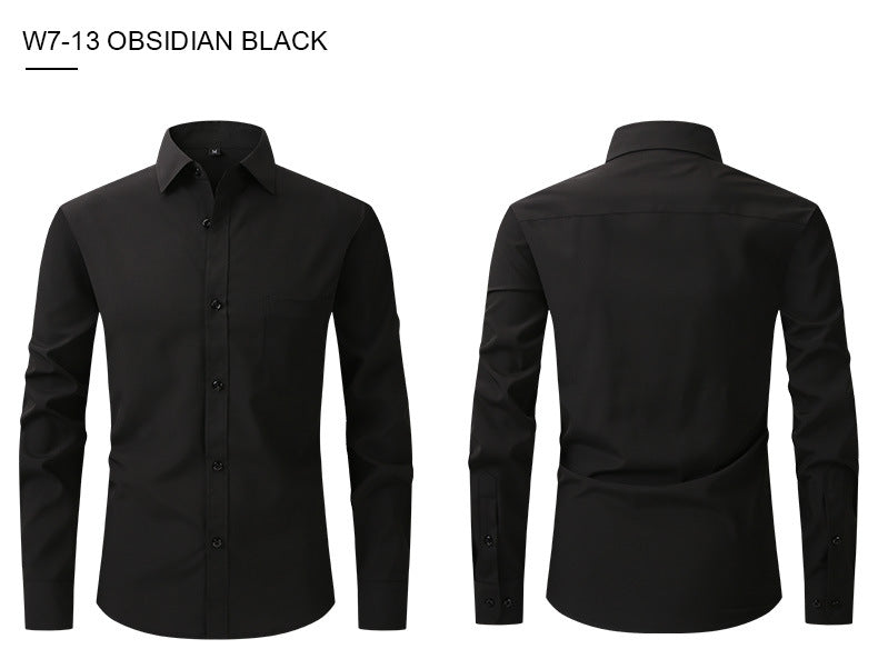 Herren Elastizität Formelles Hemd Langarm Hochzeit Slim Fit Bügelfreie Hemden Top | W7