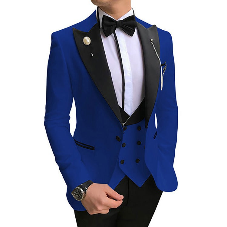 3-teiliger Slim Fit Herrenanzug Bräutigam Formelle Party Abschlussball & Hochzeit Smoking Blazer Jacke Hose & Weste