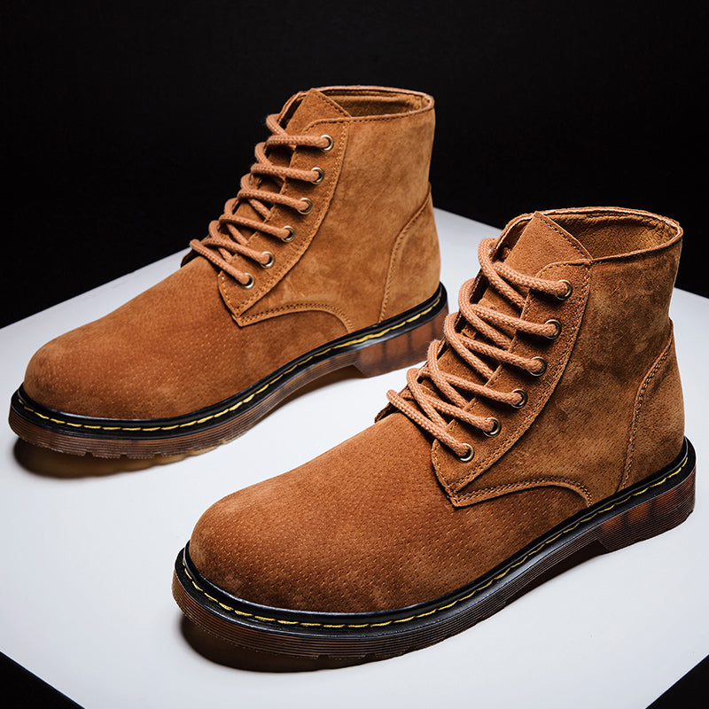 Britische Retro-Lederstiefeletten für Herren, modische Thermo-Outdoor-Schuhe | 8916