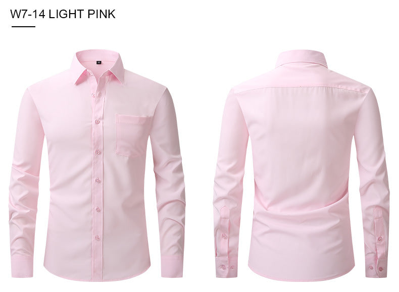 Herren Elastizität Formelles Hemd Langarm Hochzeit Slim Fit Bügelfreie Hemden Top | W7
