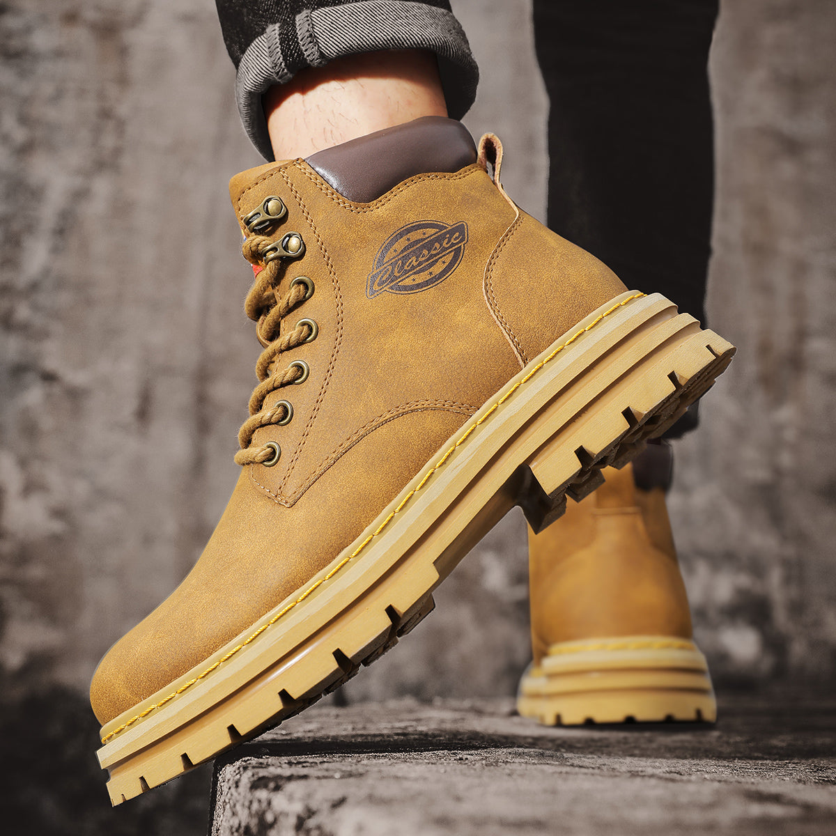 Herren-Lederstiefel im britischen Stil, High-Top-Arbeitskleidung, Freizeitschuhe | 6005