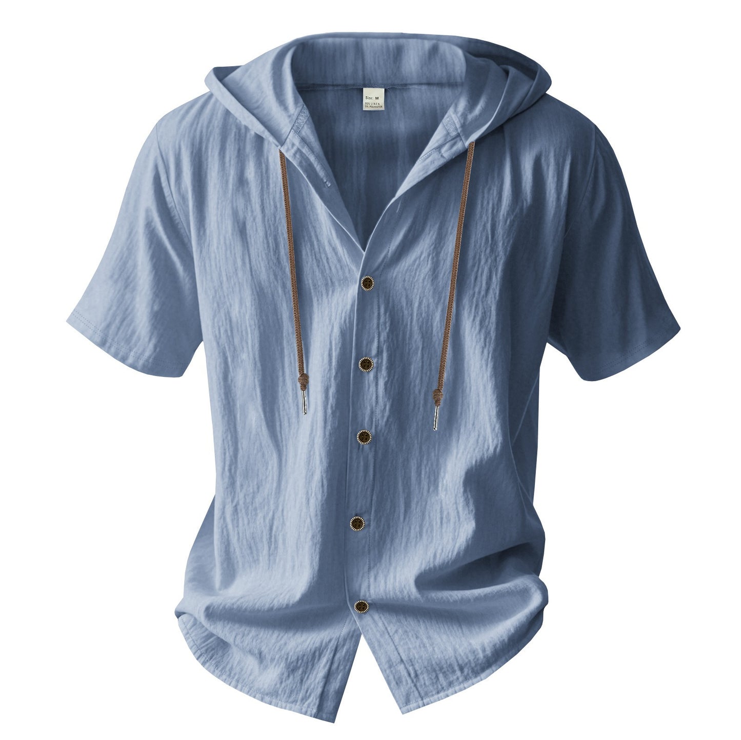 Herren Oversized Leinen Kapuzenhemd – Kurzarm Amekaji Casual Sommer Overshirt | 2455C