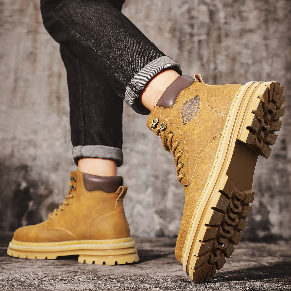Herren-Lederstiefel im britischen Stil, High-Top-Arbeitskleidung, Freizeitschuhe | 6005