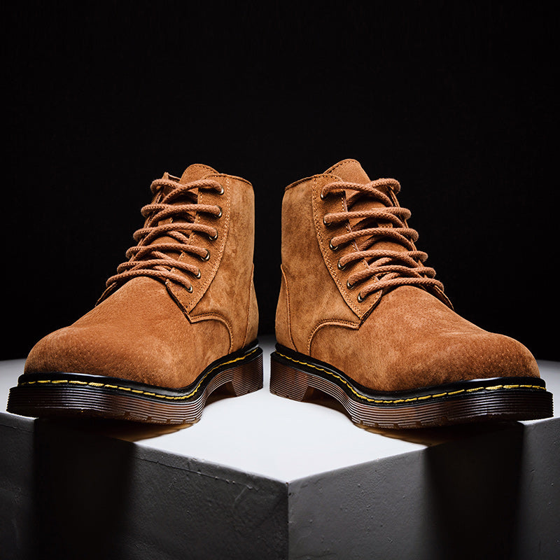 Britische Retro-Lederstiefeletten für Herren, modische Thermo-Outdoor-Schuhe | 8916
