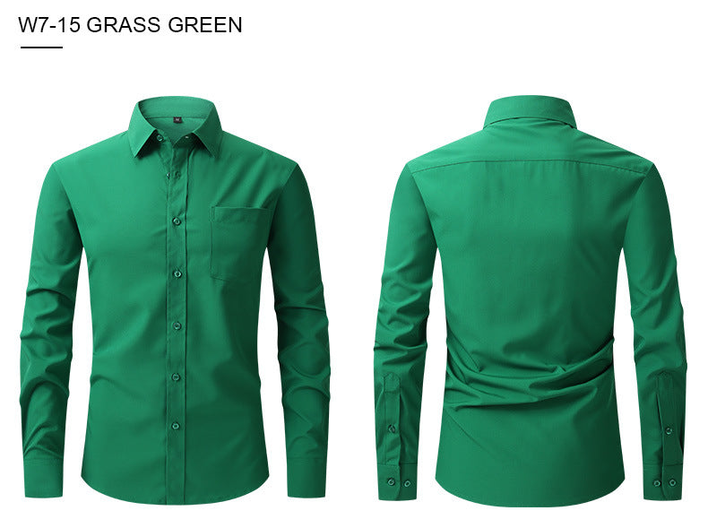 Herren Elastizität Formelles Hemd Langarm Hochzeit Slim Fit Bügelfreie Hemden Top | W7