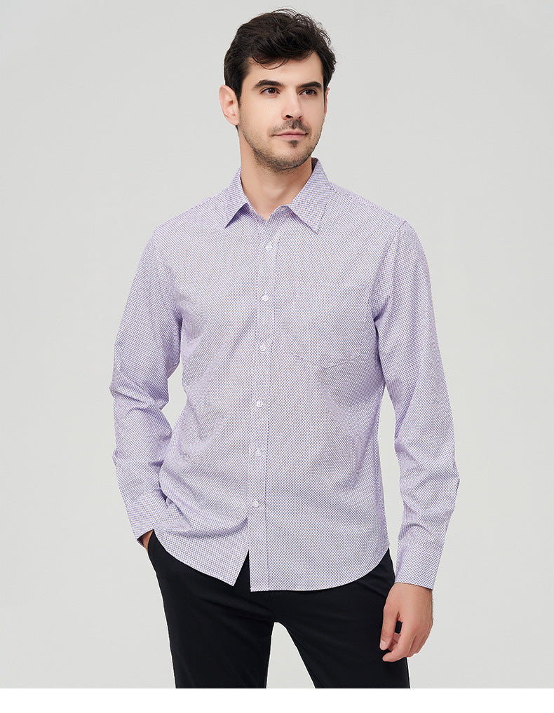Herrenhemden Langarm Elastisch Falten Formelle Business Camisas Shirts | A7