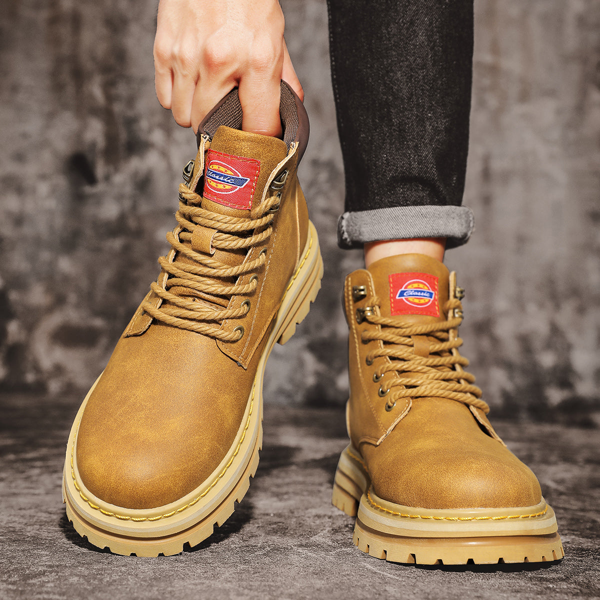Herren-Lederstiefel im britischen Stil, High-Top-Arbeitskleidung, Freizeitschuhe | 6005