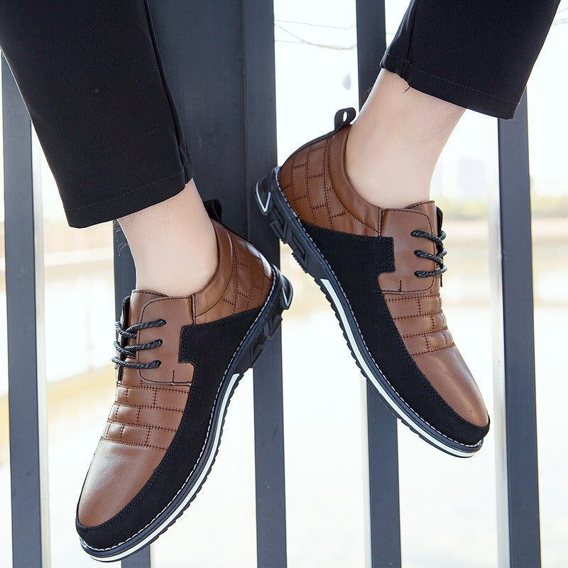 Herren-Derby-Schuhe im britischen Stil mit Karomuster, rutschfeste Leder-Loafer, Mokassins, Hochzeitsschuhe |