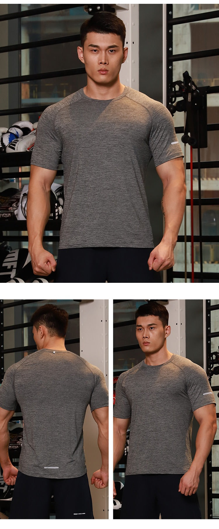 Herren Kurzarm Schnelltrocknendes Sport-T-Shirt fürs Fitnessstudio Feuchtigkeitsableitendes Oberteil | 6098