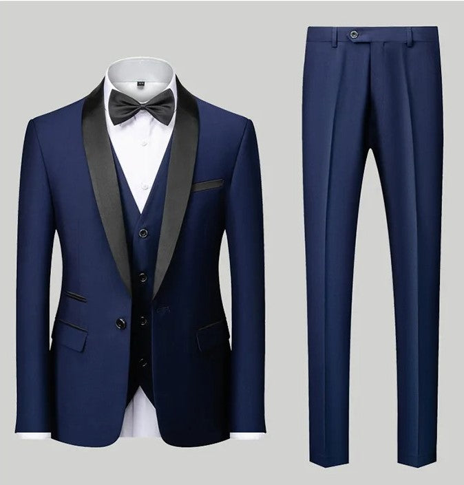 3-teiliger Herrenanzug, Smart Fit, formelles Business-Hochzeits-Smoking-Set, Blazer, Weste und Hose | Erhältlich in 11 Farben