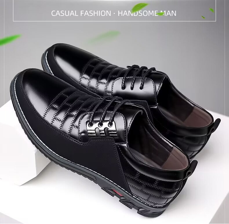 Herren-Derby-Schuhe im britischen Stil mit Karomuster, rutschfeste Leder-Loafer, Mokassins, Hochzeitsschuhe |