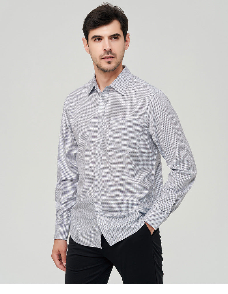 Herrenhemden Langarm Elastisch Falten Formelle Business Camisas Shirts | A7