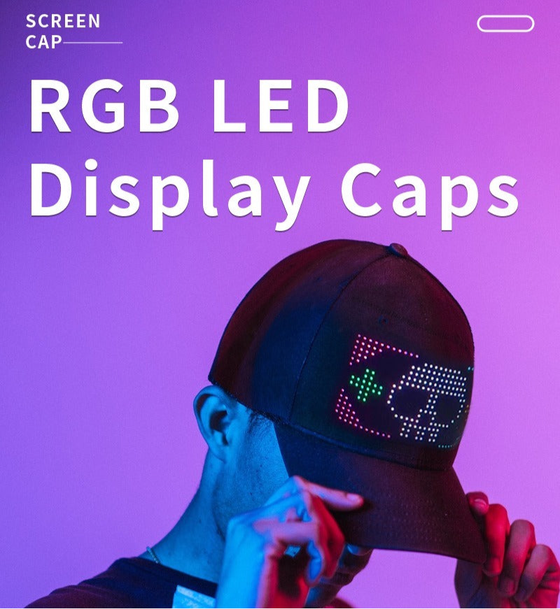 App-gesteuerte LED-Kappe Bluetooth Vollfarbdisplay Nachricht Wiederaufladbarer Hut Cooles Partykostüm | HMZ-005
