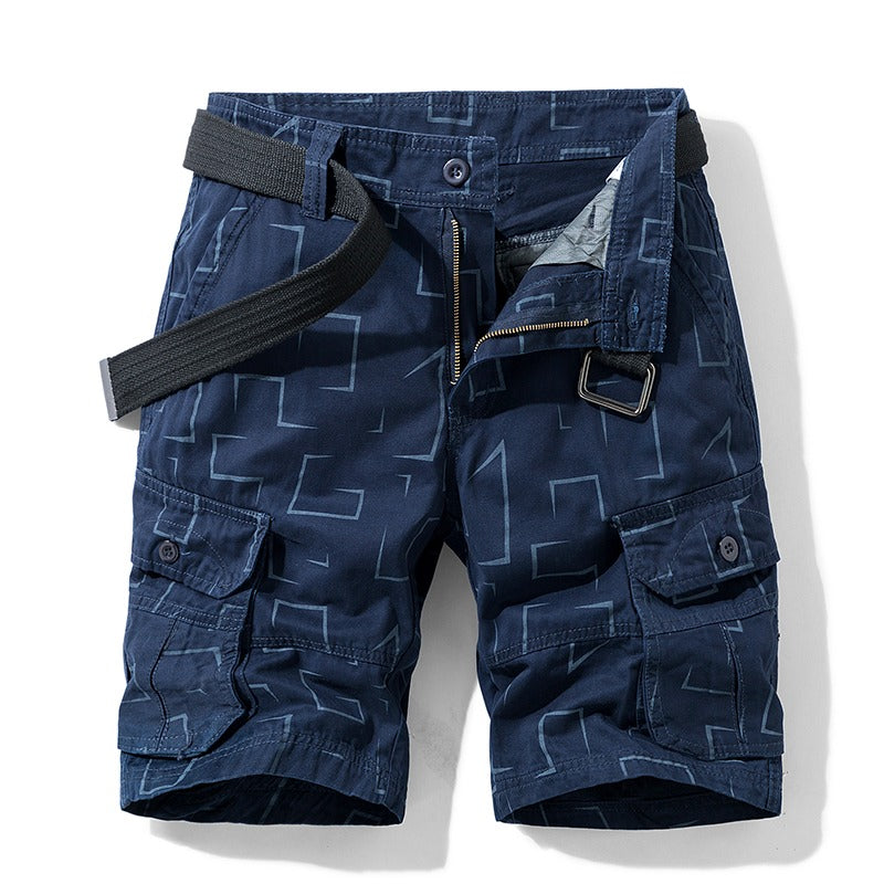 Herren Cargo Shorts Geometrischer Druck Lässig Unisex Baumwolle Taktische Damen Kurze Hosen | 27254