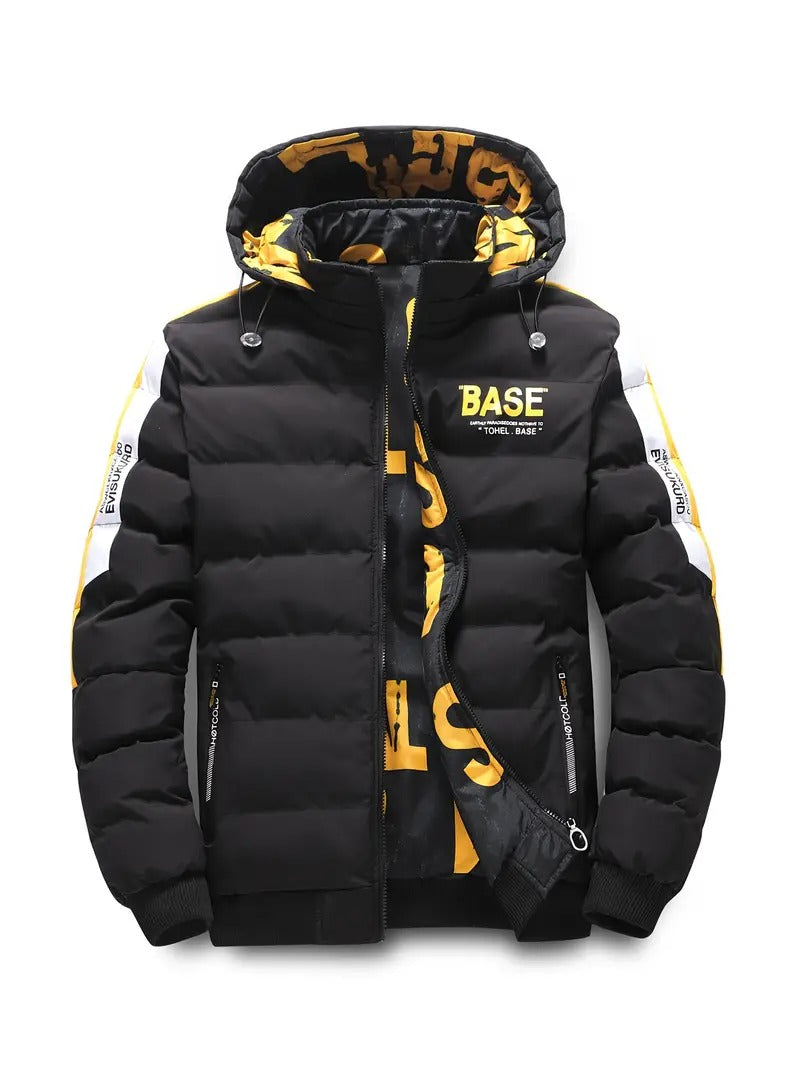 Herren Pufferjacke mit Kapuze, lässige Regular Fit Wintermantel Daunenjacke | 2021/TL