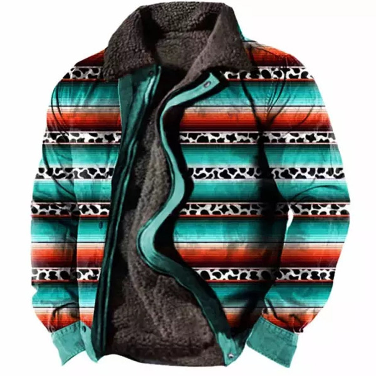 Herren Plus Size Casual Aztec Geometric Print Fleecejacke Streetwear Herbst Winter Loose Fit Mantel | TS-6594