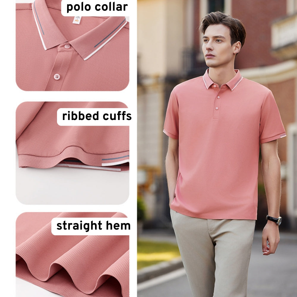 Antibakterielles Herren-Poloshirt aus Eisseide | Atmungsaktives, knitterfreies Sommer-Business-Casual-T-Shirt | L11-50326