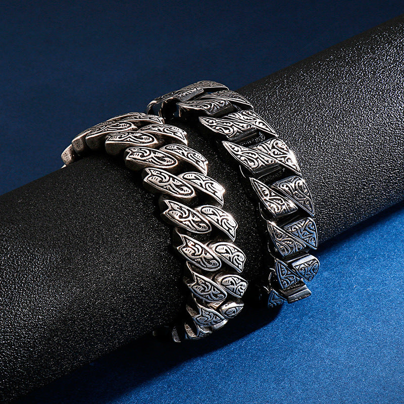 Herren Retro Titan Stahl Armband – Punk Rock Stil mit Schnappverschluss | KB123641-BDJX