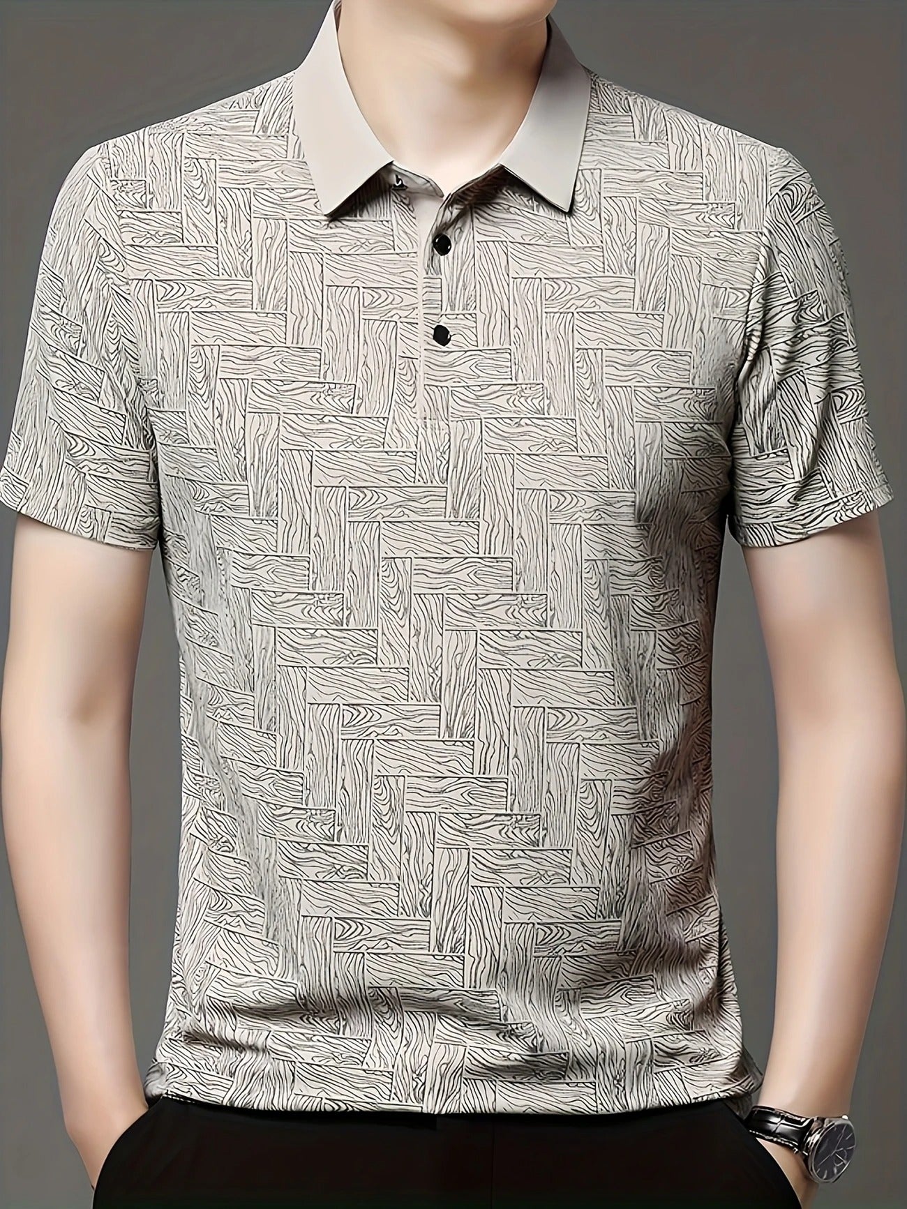 Leichtes Sommer-Golfhemd für Herren, lässiges Button-Up-Kurzarmhemd | Q135