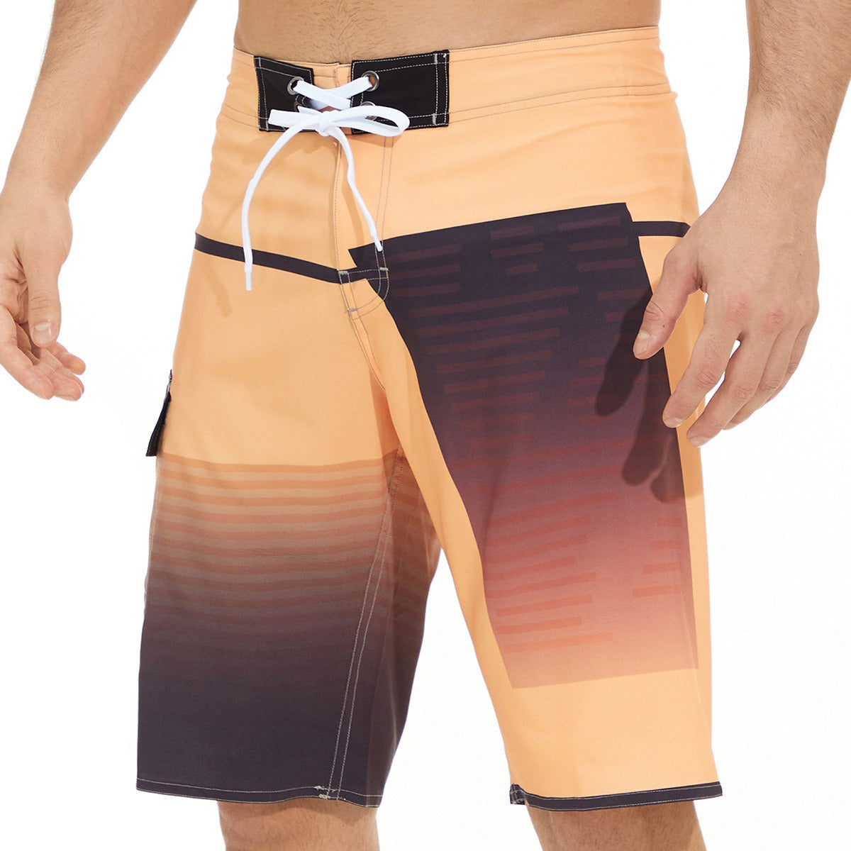 Herren Badehose mit Streifenmuster, Shorts mit Kordelzug, Sommer-Strandshorts | 1053