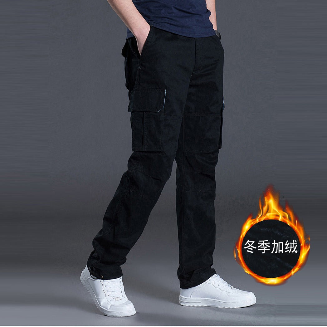 Herren Cargohose Casual Multi Pockets Militär Taktische Lange Hose Outwear Gerade Winterhose | J117