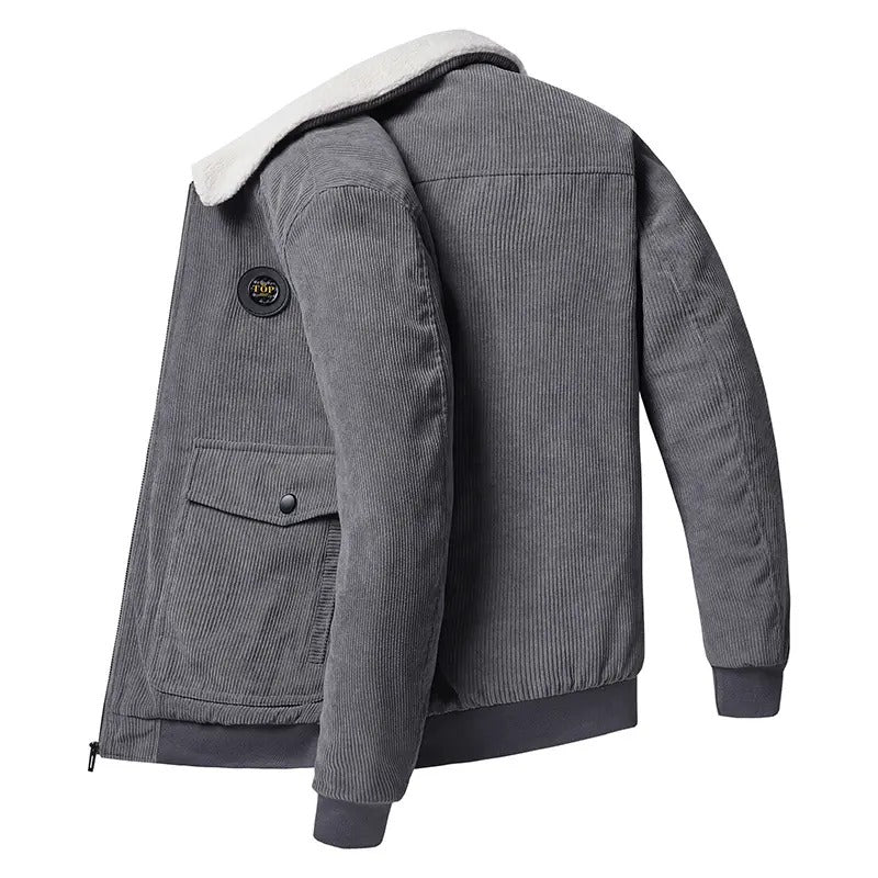 Herren-Chenille-Cordmantel in Übergröße, lässige einreihige Letterman-Jacke | 212