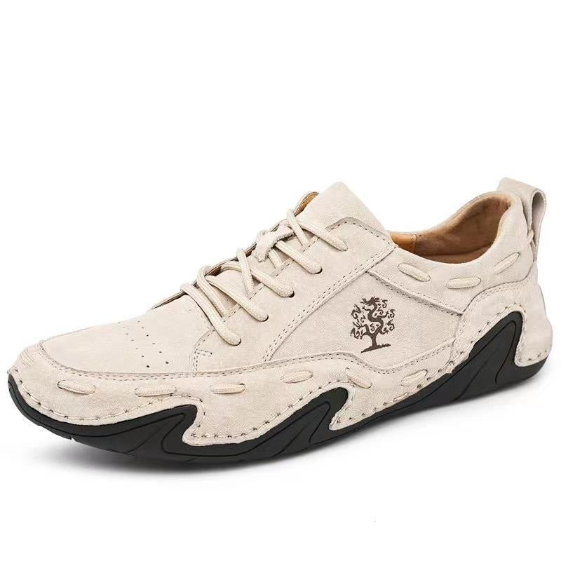 Herren Casual Leder Sneakers Handgefertigte atmungsaktive Loafer Wander-Bootsschuhe | 88897