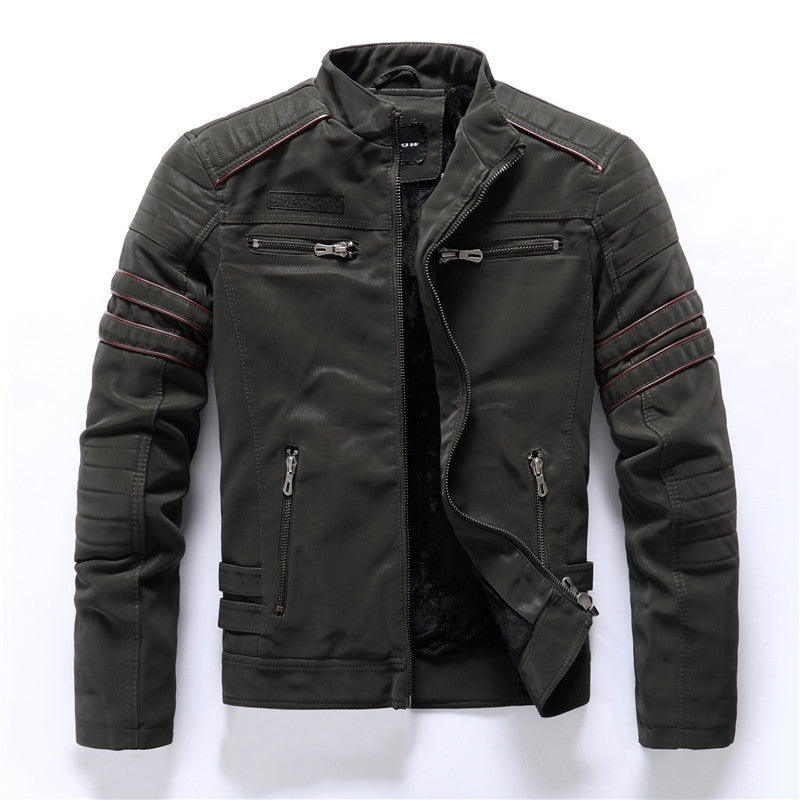 Herren PU-gebürstete weiche Wildlederjacke, modischer Blazer mit mehreren Stickereien | 8809