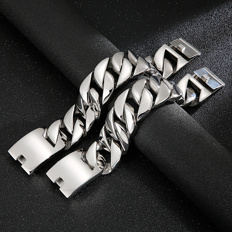 Dickes Herrenarmband aus Titanstahl, glänzend und dominant, Modeschmuck, trendiges Stückarmband | KB31778-D