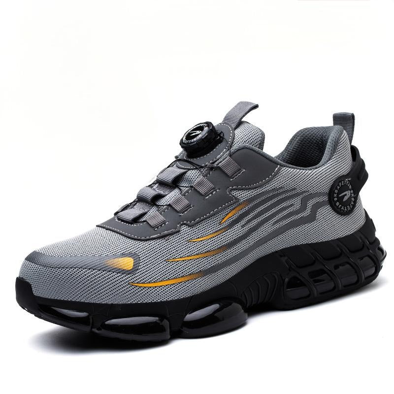 Leichte Sicherheitsschuhe mit Stahlkappe für Herren, Arbeitssneaker, gedrehter Knopf, leicht zu tragen, Baustiefel, atmungsaktive Sportschuhe