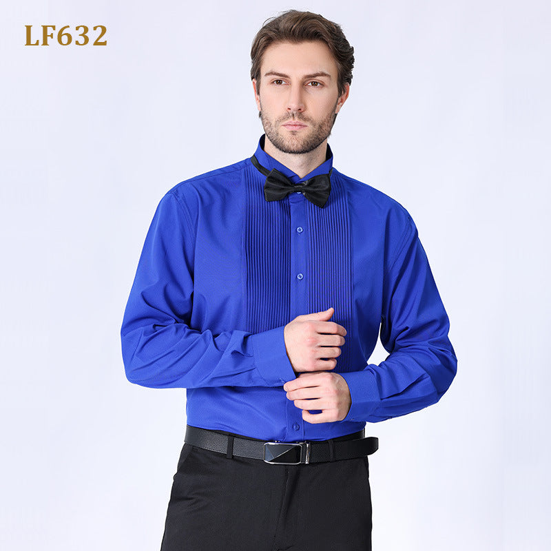 Doppelt plissiertes Herrenhemd Business High-End Anzug Französisches Hemd | LF631