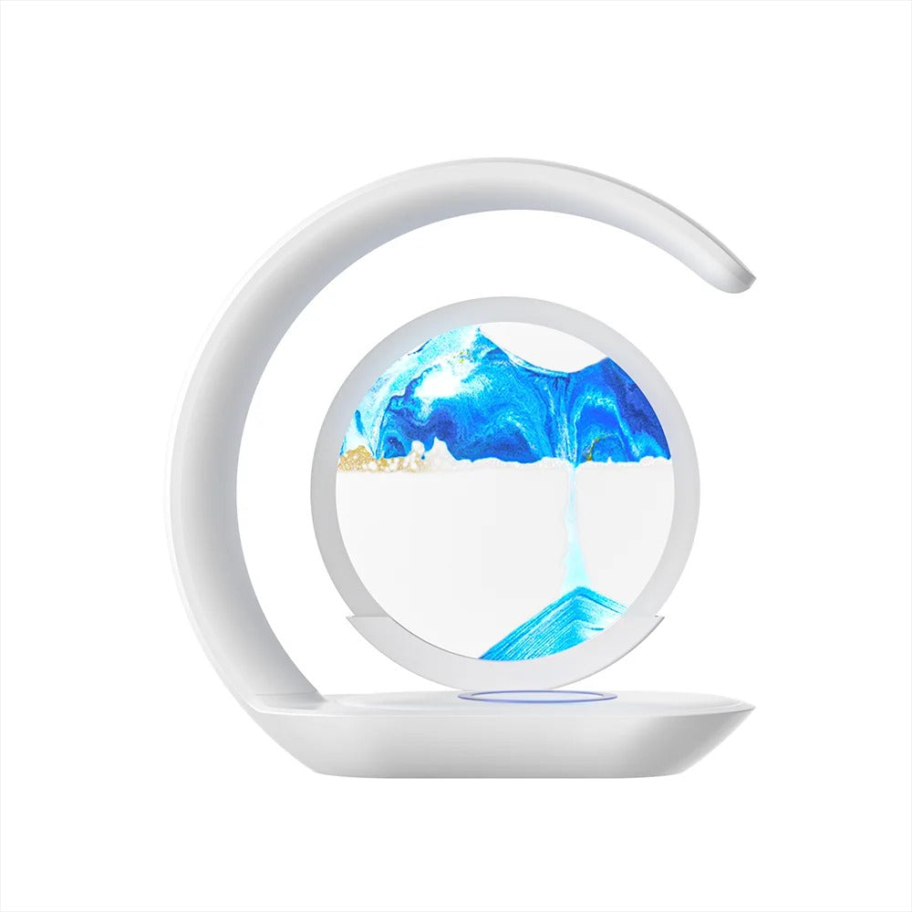 Multifunktionale 3D-Sanduhr-Nachtlicht-LED-Lampe mit 15-W-Wireless-Ladegerät für Schlafzimmer | D25