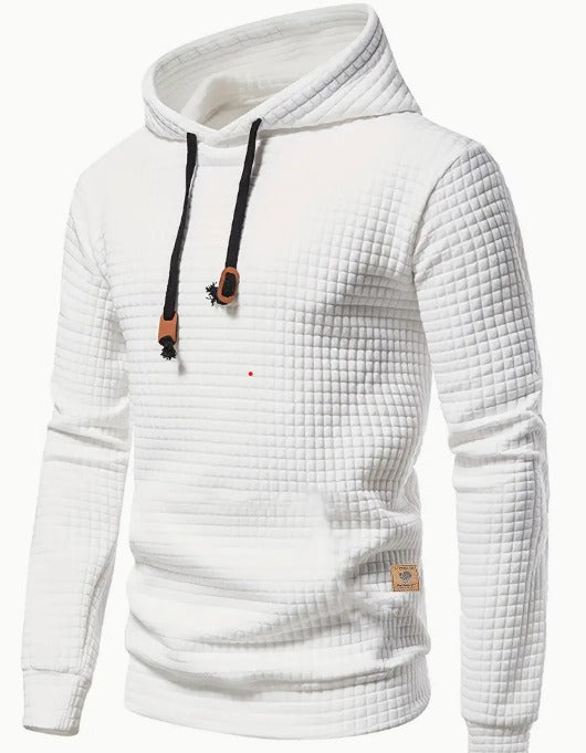 Lässiger Pullover mit Kapuze, Sweatshirt, Waffelmuster, einfarbig, Hoodies | W02