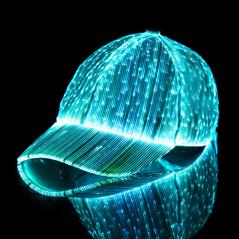 LED-Leuchtmütze aus Glasfaser, 7 Farben, leuchtende Hip-Hop-Baseballkappe mit USB-Aufladung für Veranstaltungen |